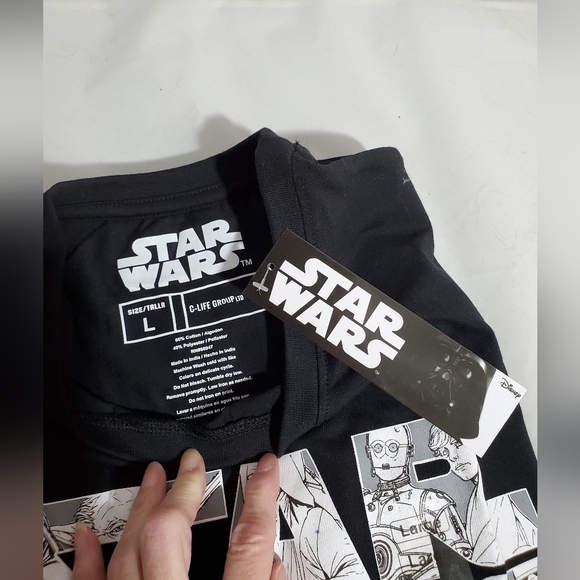 Disney Star Wars MENS Tee Shirt comic strip Black and White - Picture 6 of 9